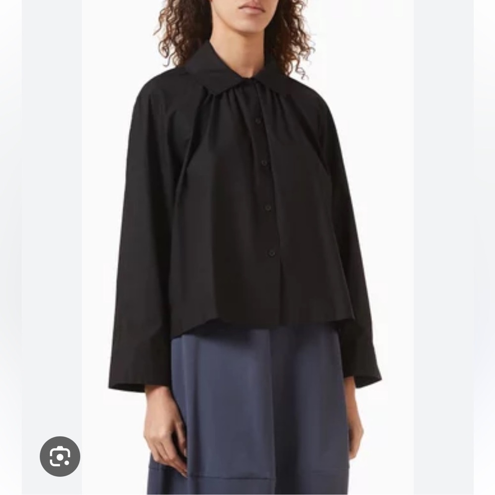 NWT COS Gathered Pima Cotton Black Shirt